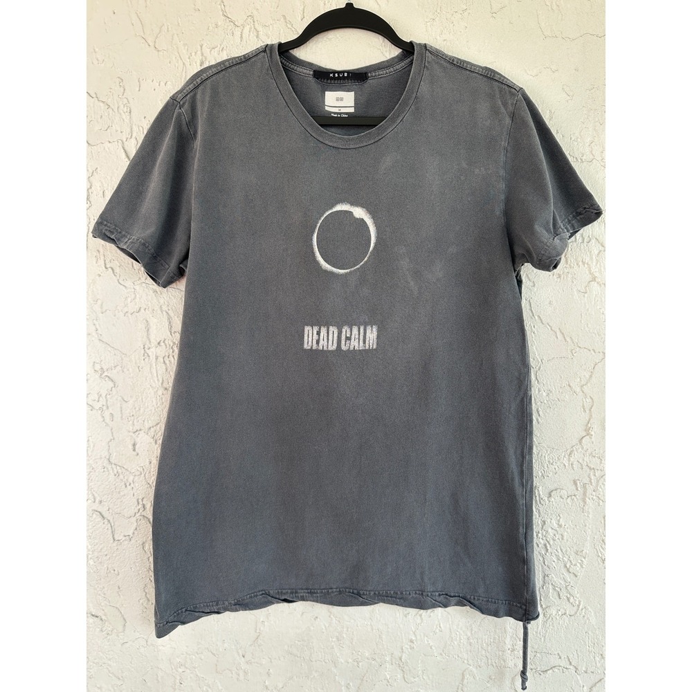 Ksubi Dead Calm Graphic T-Shirt Faded Black Cotton Short Sleeve Men Medium Acubi